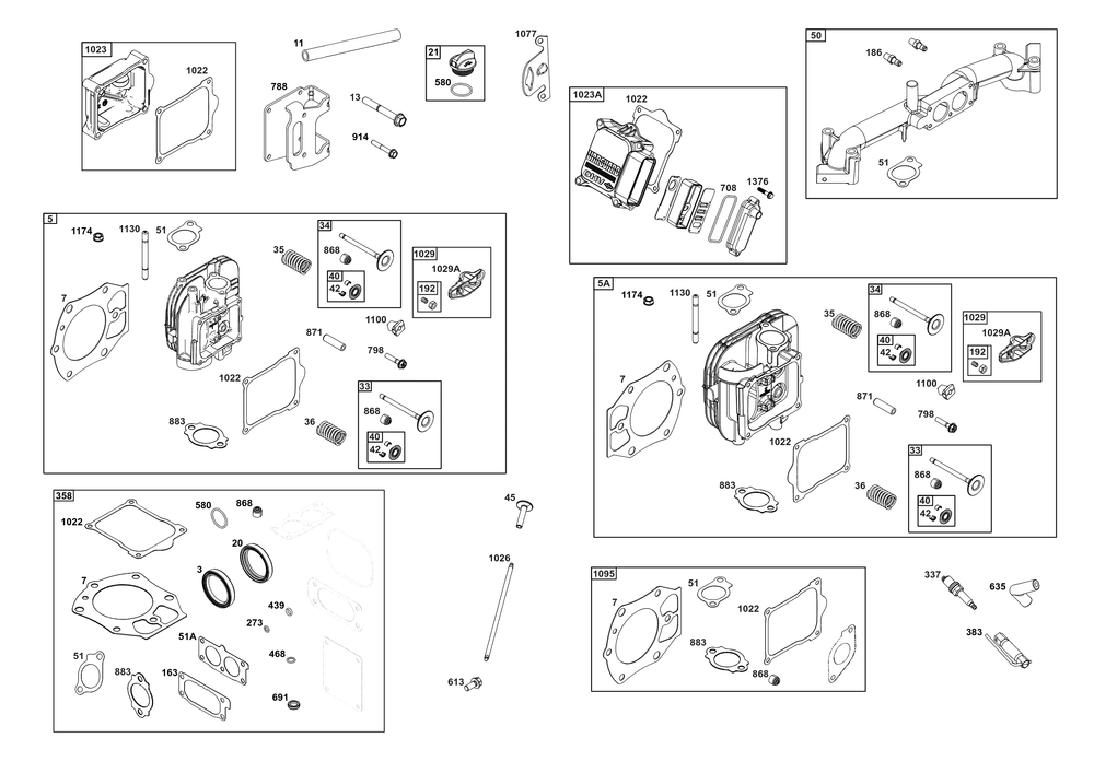 Cylinder Head Group Diagram and Parts List for 541477-2240-H7 400000 - 699999 Briggs and Stratton Engine